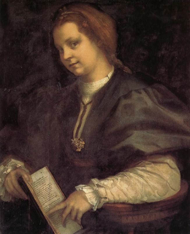 Andrea del Sarto Portrait of girl holding the book oil painting image